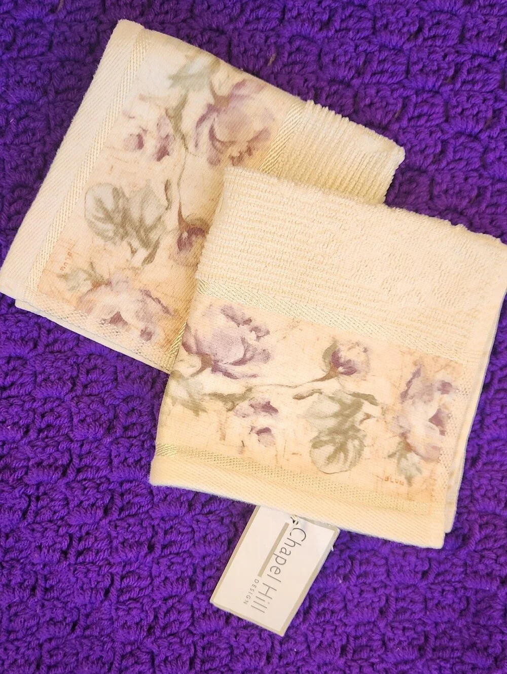 CHERI BLUM Original Artwork Croscill Home Fashions Floral Washcloth Set Of 2